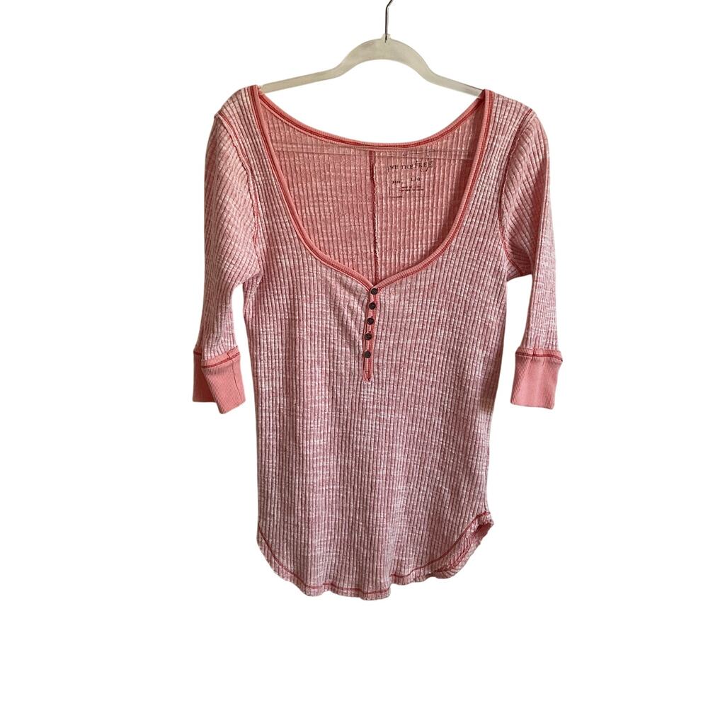 We The Free Y2K Style Fitted Ribbed Thermal Top - Size Large